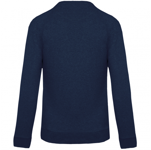french navy heather Sudadera algodón orgánico con cuello redondo y mangas raglán