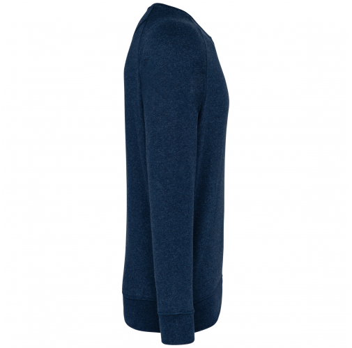 french navy heather Sudadera algodón orgánico con cuello redondo y mangas raglán