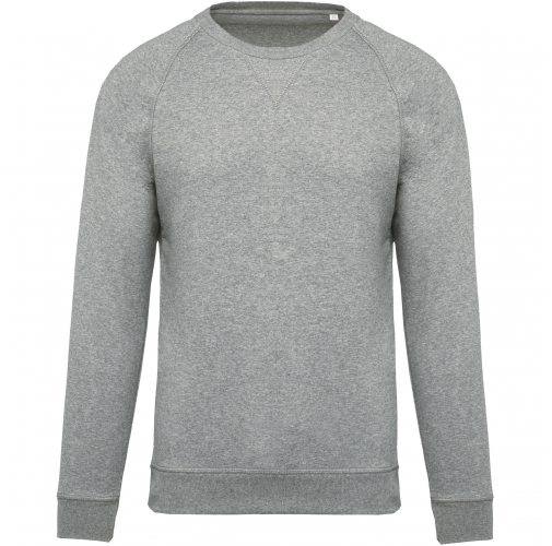 grey heather Sudadera algodón orgánico con cuello redondo y mangas raglán