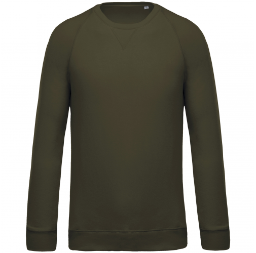 mossy green Sudadera algodón orgánico con cuello redondo y mangas raglán