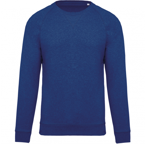 ocean blue heather Sudadera algodón orgánico con cuello redondo y mangas raglán