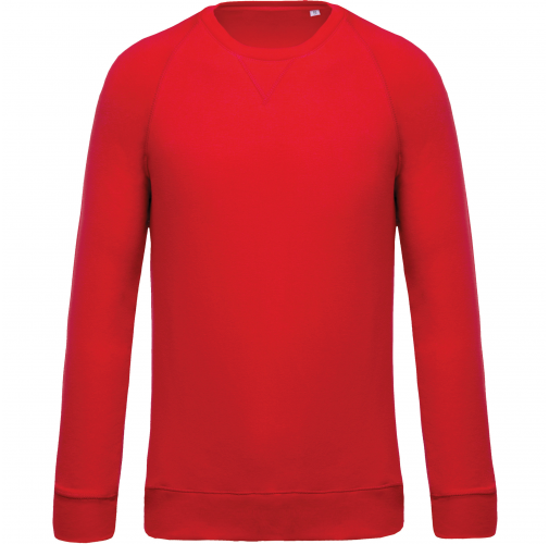 red Sudadera algodón orgánico con cuello redondo y mangas raglán