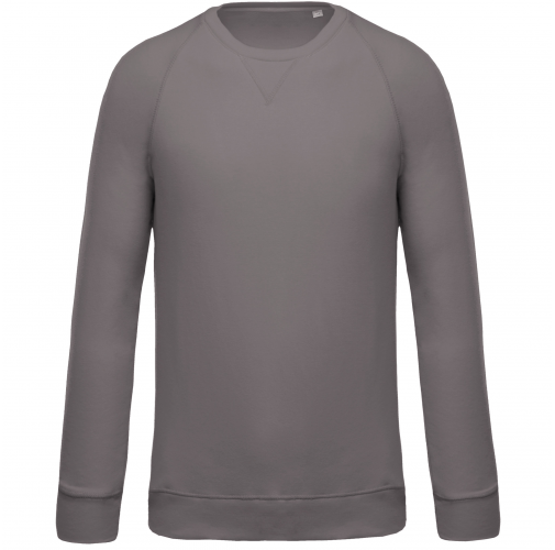 storm grey Sudadera algodón orgánico con cuello redondo y mangas raglán