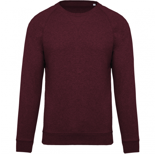 wine heather Sudadera algodón orgánico con cuello redondo y mangas raglán