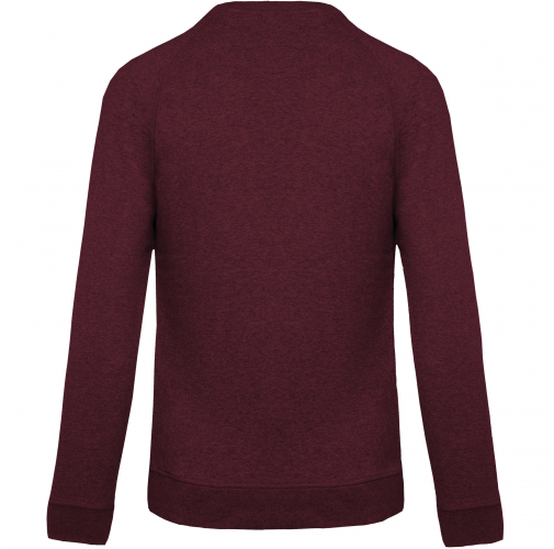 wine heather Sudadera algodón orgánico con cuello redondo y mangas raglán