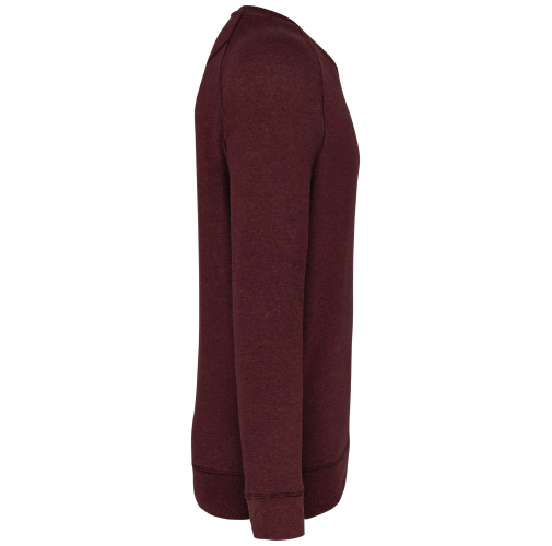 wine heather Sudadera algodón orgánico con cuello redondo y mangas raglán