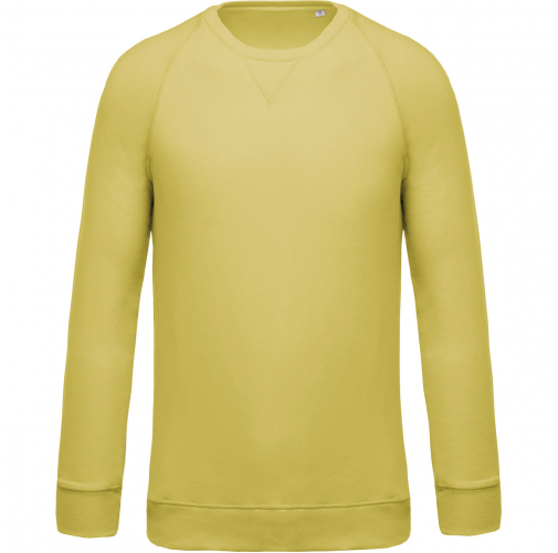 lemon yellow Sudadera algodón orgánico con cuello redondo y mangas raglán