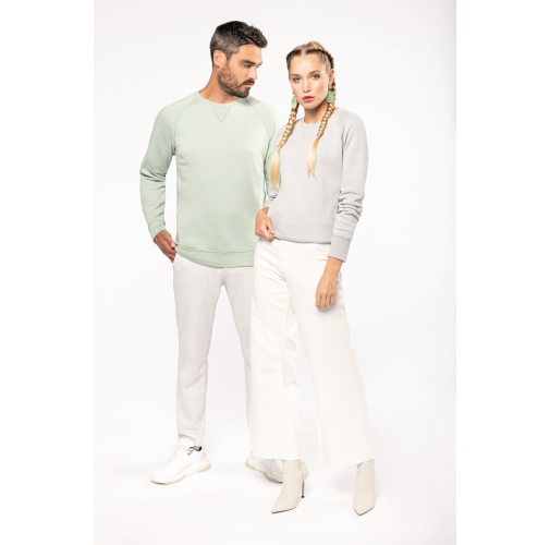 Sudadera algodón orgánico con cuello redondo y mangas raglan
