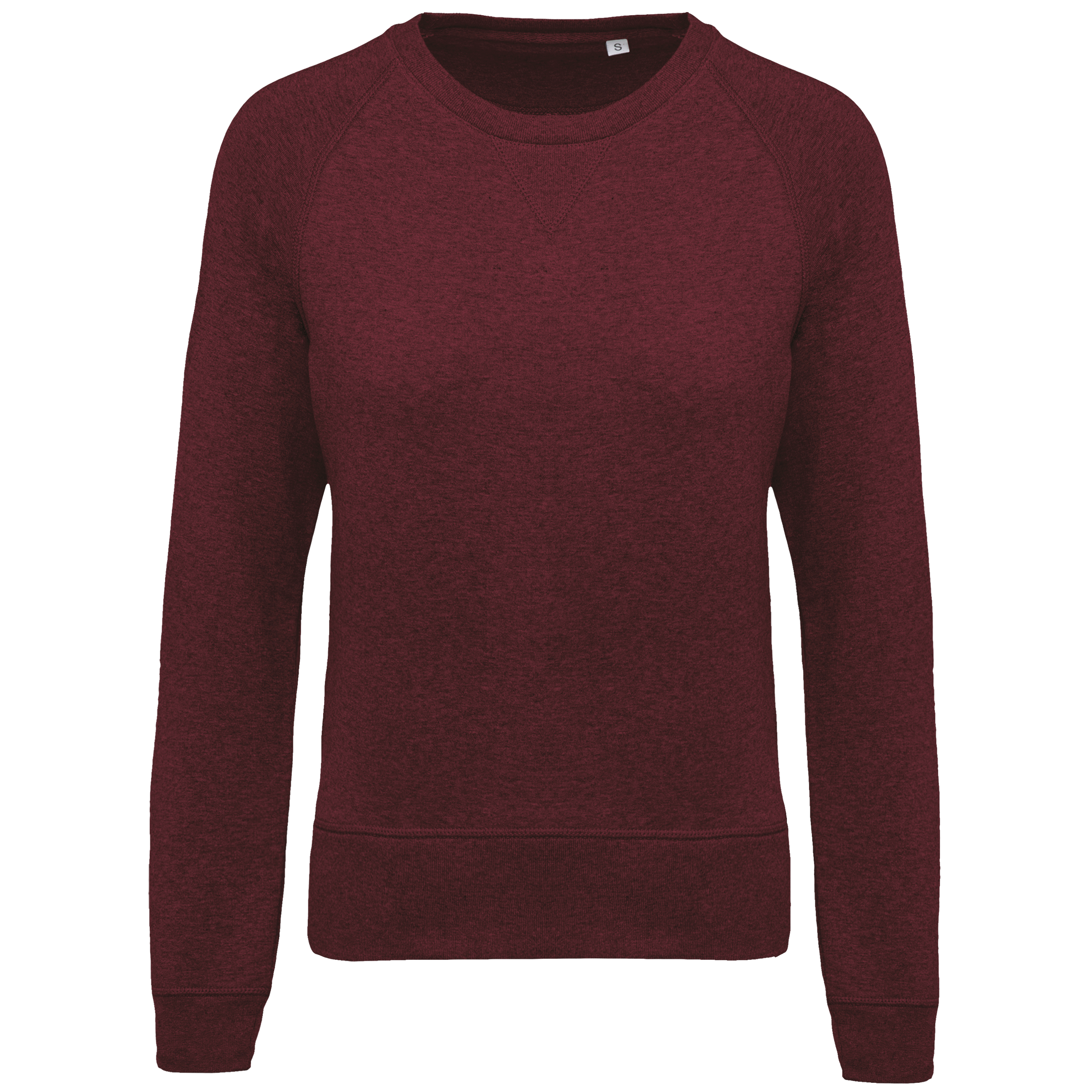 Sudadera algodón orgánico con cuello redondo y mangas raglan de mujer