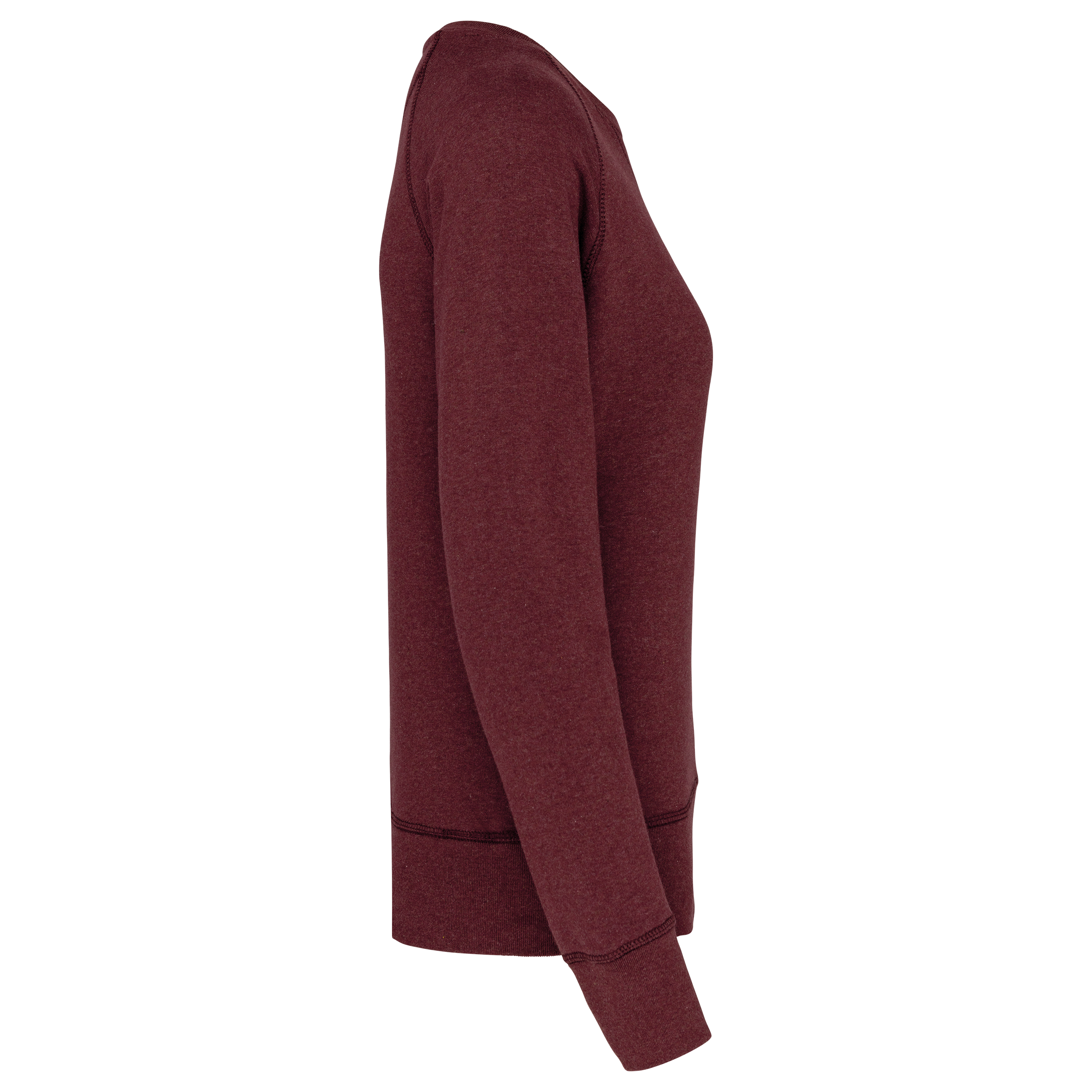 Sudadera algodón orgánico con cuello redondo y mangas raglan de mujer