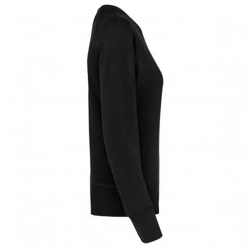 black Sudadera algodón orgánico con cuello redondo y mangas raglan