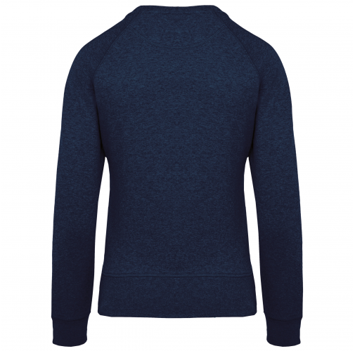 french navy heather Sudadera algodón orgánico con cuello redondo y mangas raglan