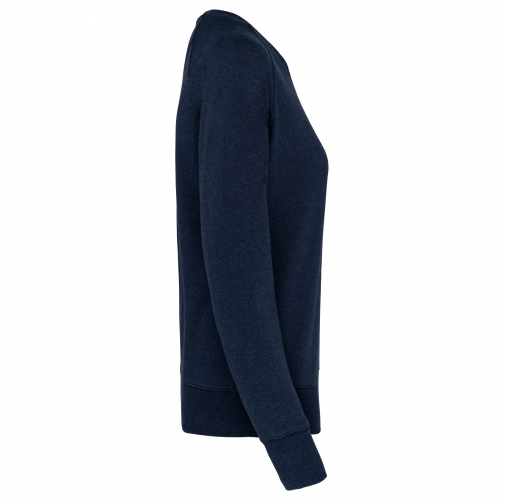 french navy heather Sudadera algodón orgánico con cuello redondo y mangas raglan