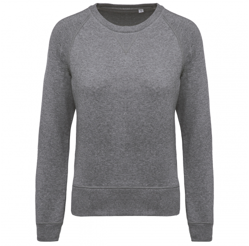 grey heather Sudadera algodón orgánico con cuello redondo y mangas raglan