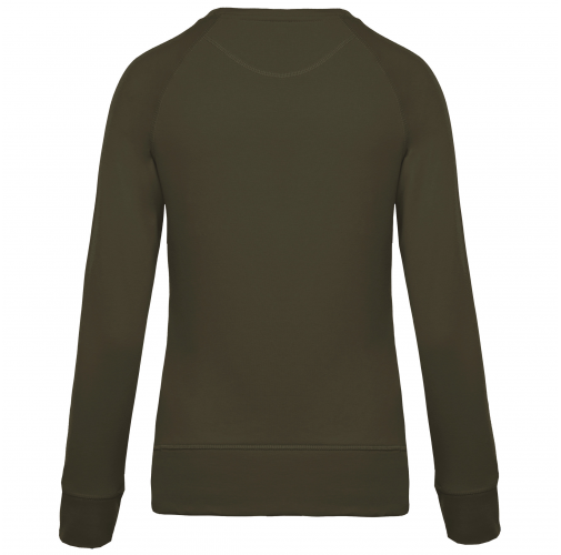 mossy green Sudadera algodón orgánico con cuello redondo y mangas raglan