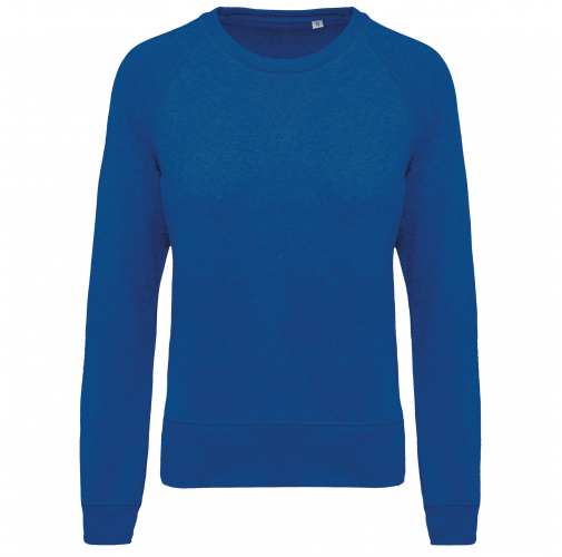 ocean blue heather Sudadera algodón orgánico con cuello redondo y mangas raglan