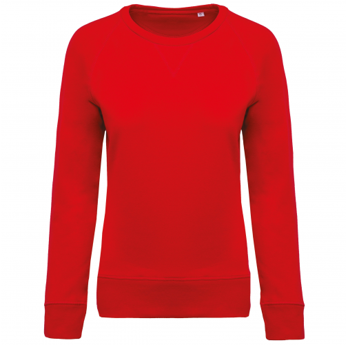 red Sudadera algodón orgánico con cuello redondo y mangas raglan