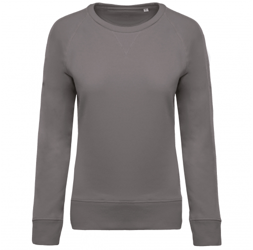 storm grey Sudadera algodón orgánico con cuello redondo y mangas raglan