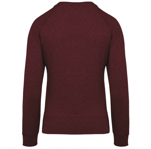 wine heather Sudadera algodón orgánico con cuello redondo y mangas raglan