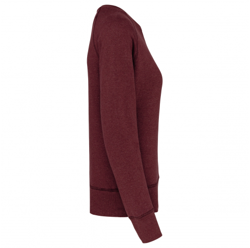 wine heather Sudadera algodón orgánico con cuello redondo y mangas raglan