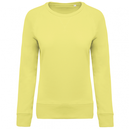 lemon yellow Sudadera algodón orgánico con cuello redondo y mangas raglan