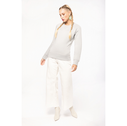 Sudadera algodón orgánico con cuello redondo y mangas raglan