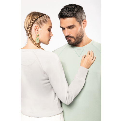 Sudadera algodón orgánico con cuello redondo y mangas raglan