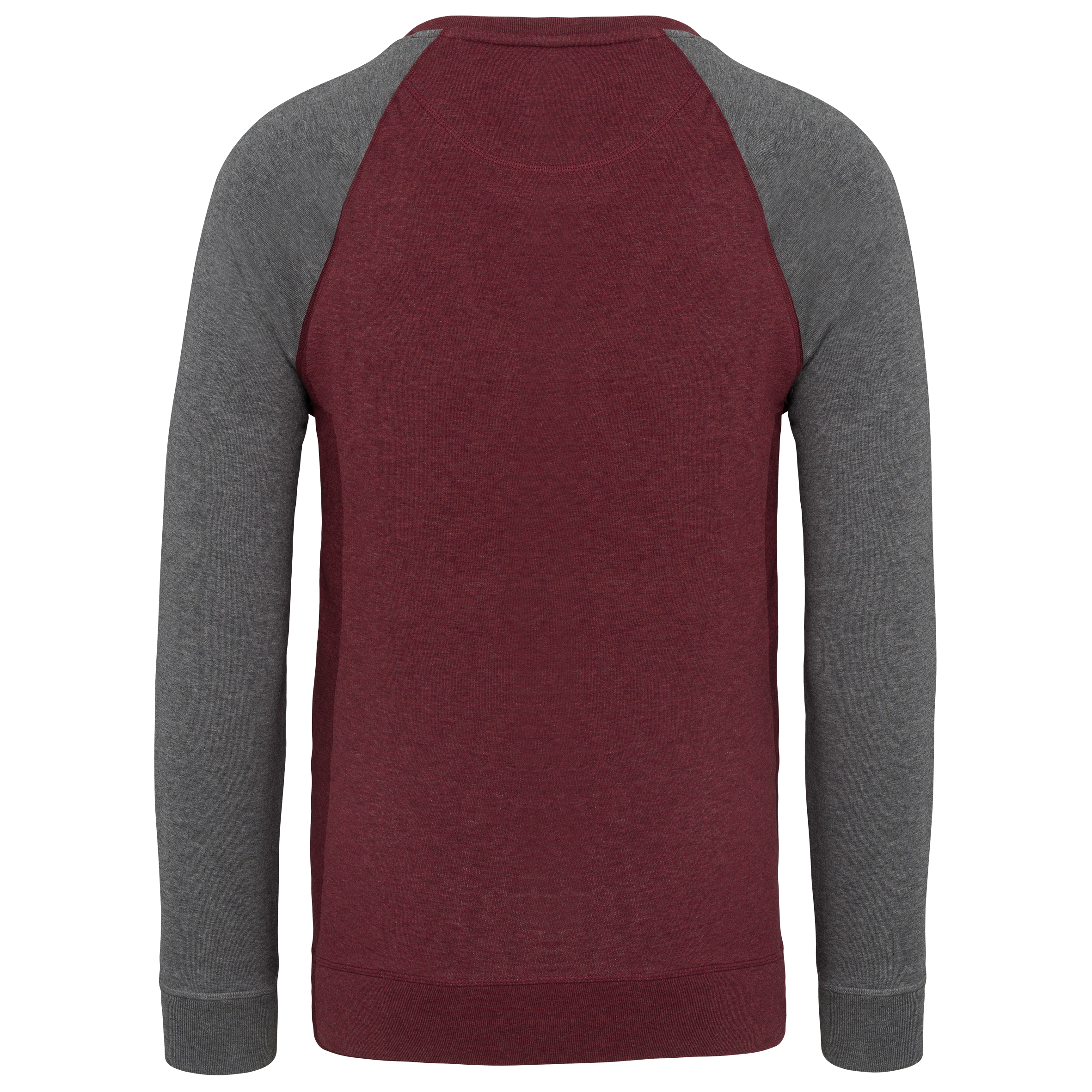 Sudadera bicolor algodón orgánico French Terry cuello redondo mangas raglan hombre