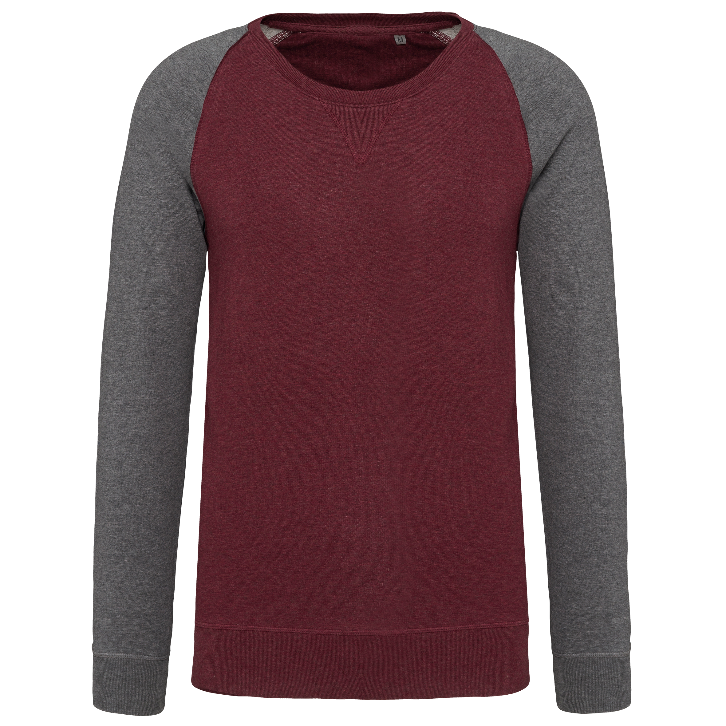 Sudadera bicolor algodón orgánico French Terry cuello redondo mangas raglan hombre