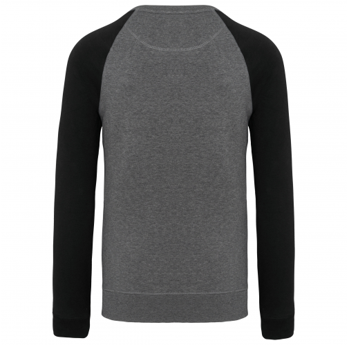 grey heather / black Sudadera bicolor algodón orgánico French Terry cuello redondo mangas raglan hombre
