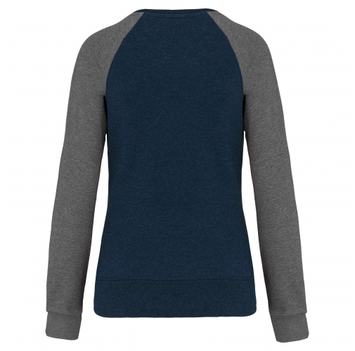 french navy heather / grey heather Sudadera Bi-color algodón orgánico French Terry Cuello redondo Mangas raglan para mujer
