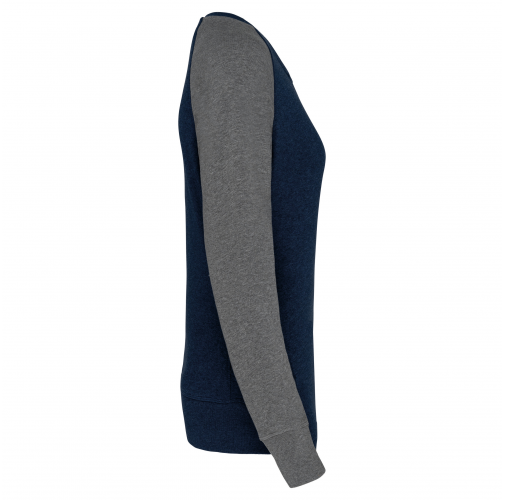french navy heather / grey heather Sudadera Bi-color algodón orgánico French Terry Cuello redondo Mangas raglan para mujer