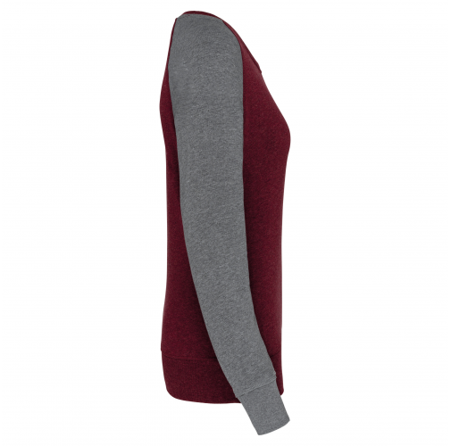 wine heather / grey heather Sudadera Bi-color algodón orgánico French Terry Cuello redondo Mangas raglan para mujer