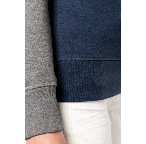 Sudadera Bi-color algodón orgánico French Terry Cuello redondo Mangas raglan para mujer