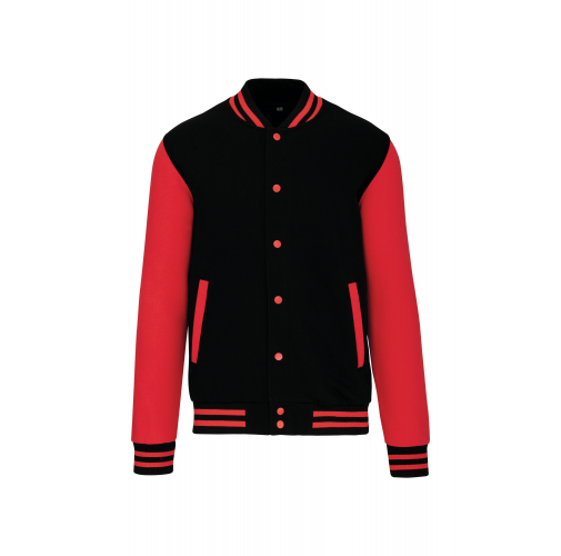 black / red Cazadora béisbolera de felpa unisex