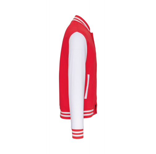red / white Cazadora béisbolera de felpa unisex