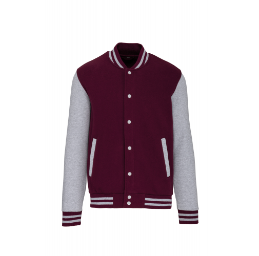 wine / oxford grey Cazadora béisbolera de felpa unisex