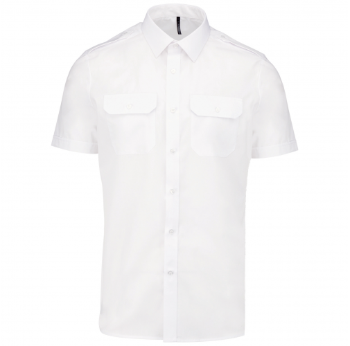 white Camisa piloto manga corta hombre