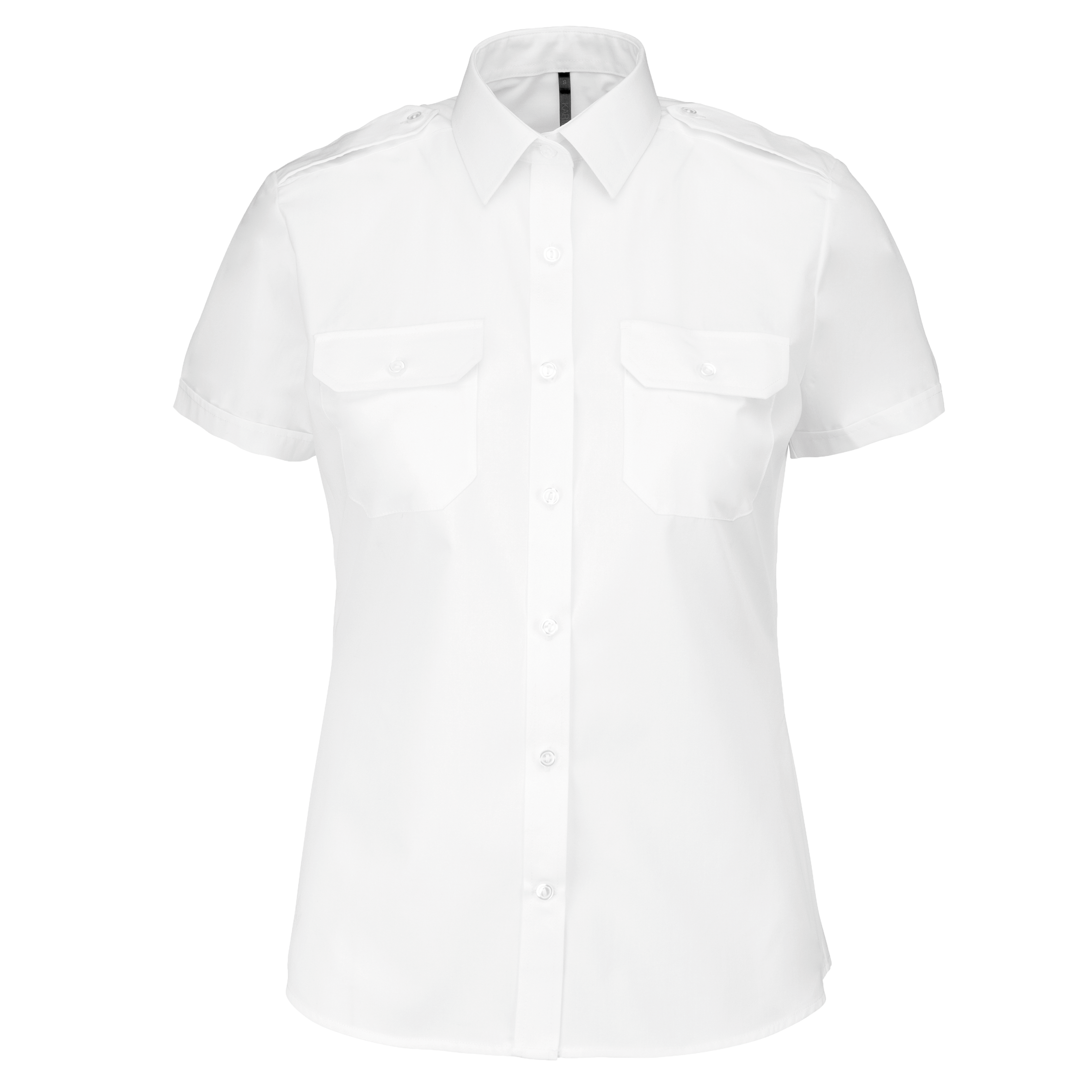 black Camisa piloto manga corta mujer