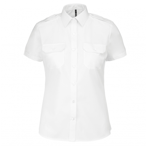 white Camisa piloto manga corta mujer