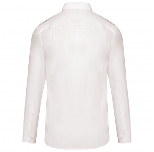 white Camisa piloto manga larga hombre