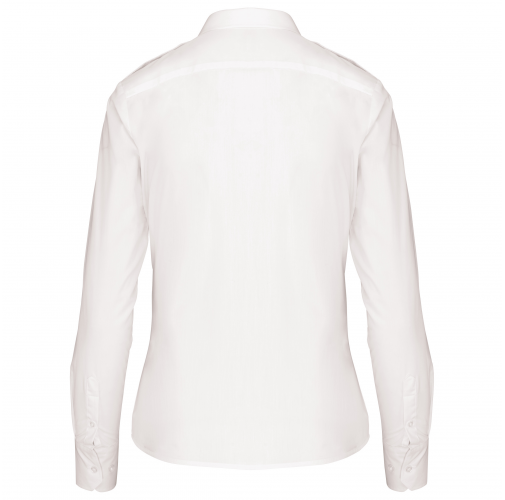 white Camisa piloto manga larga mujer