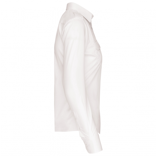 white Camisa piloto manga larga mujer