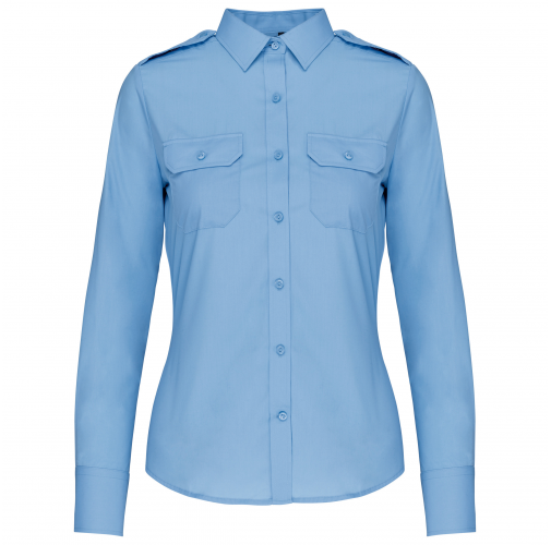 sky blue Camisa piloto manga larga mujer