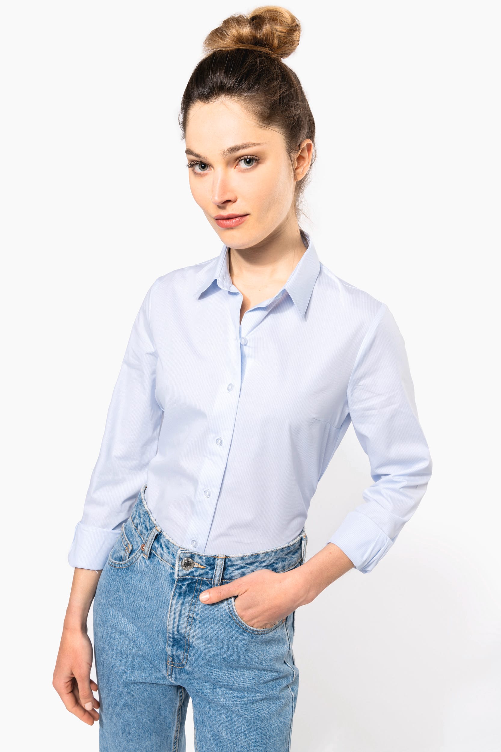 CAMISA POPELINA MANGA LARGA MUJER