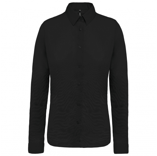 black Camisa popelina manga larga mujer