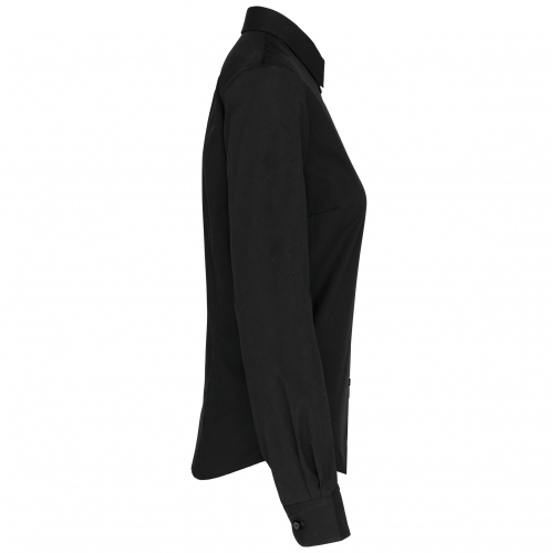 black Camisa popelina manga larga mujer