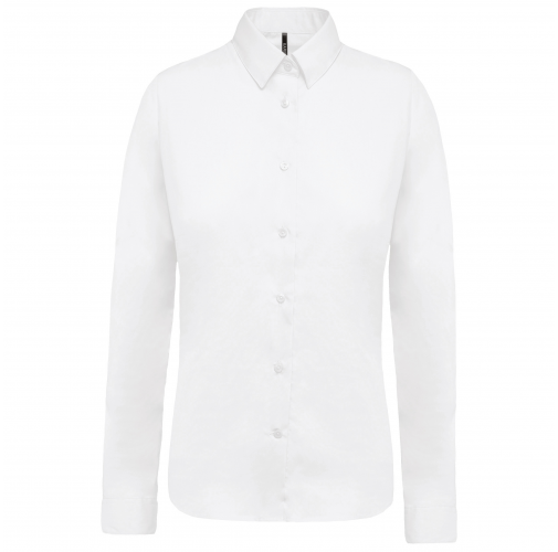 white Camisa popelina manga larga mujer