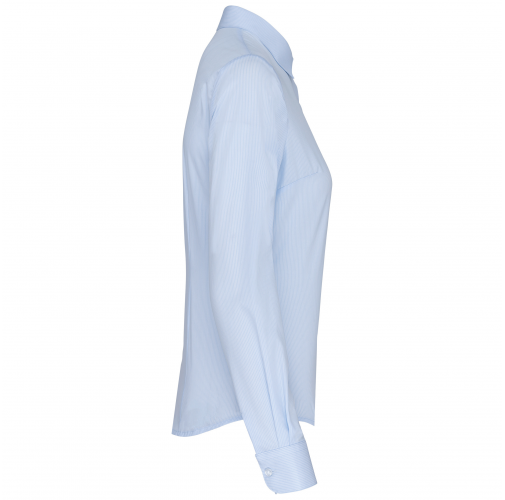striped pale blue / white Camisa popelina manga larga mujer