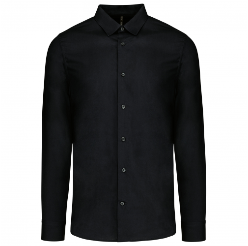 black Camisa popelina manga larga hombre